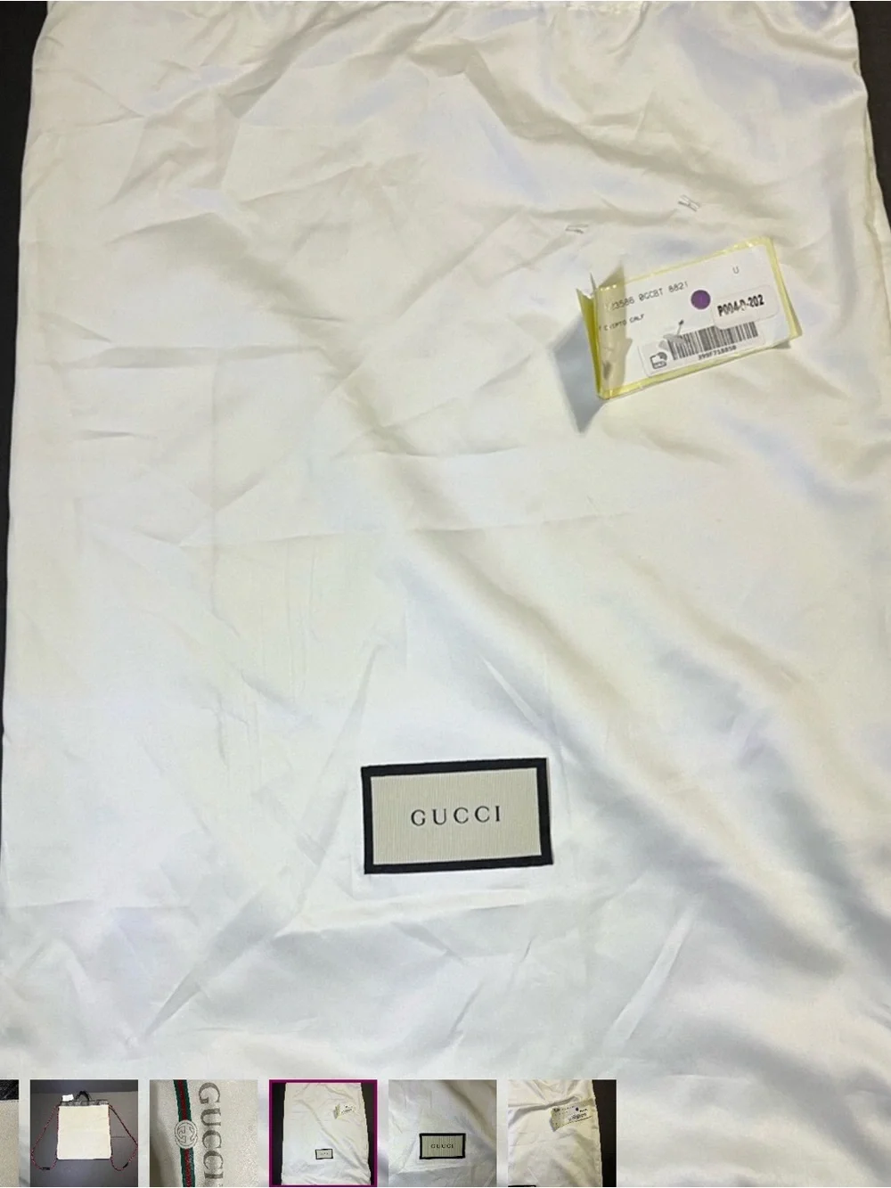 Gucci White Leather Drawstring Backpack with Green-Red Web Stripe Unisex